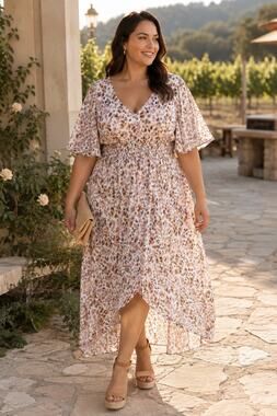 Lola Grace 1X Leopard Print Smocked Waist High Low Maxi Dress Boho